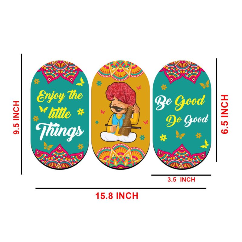 Rajasthani Traditional Wall Hanging Decor with Mandala Art & Positive Quotes